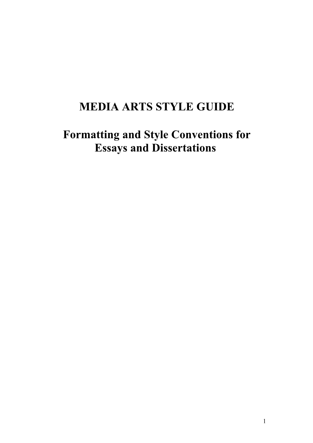 Media Arts Style Guide