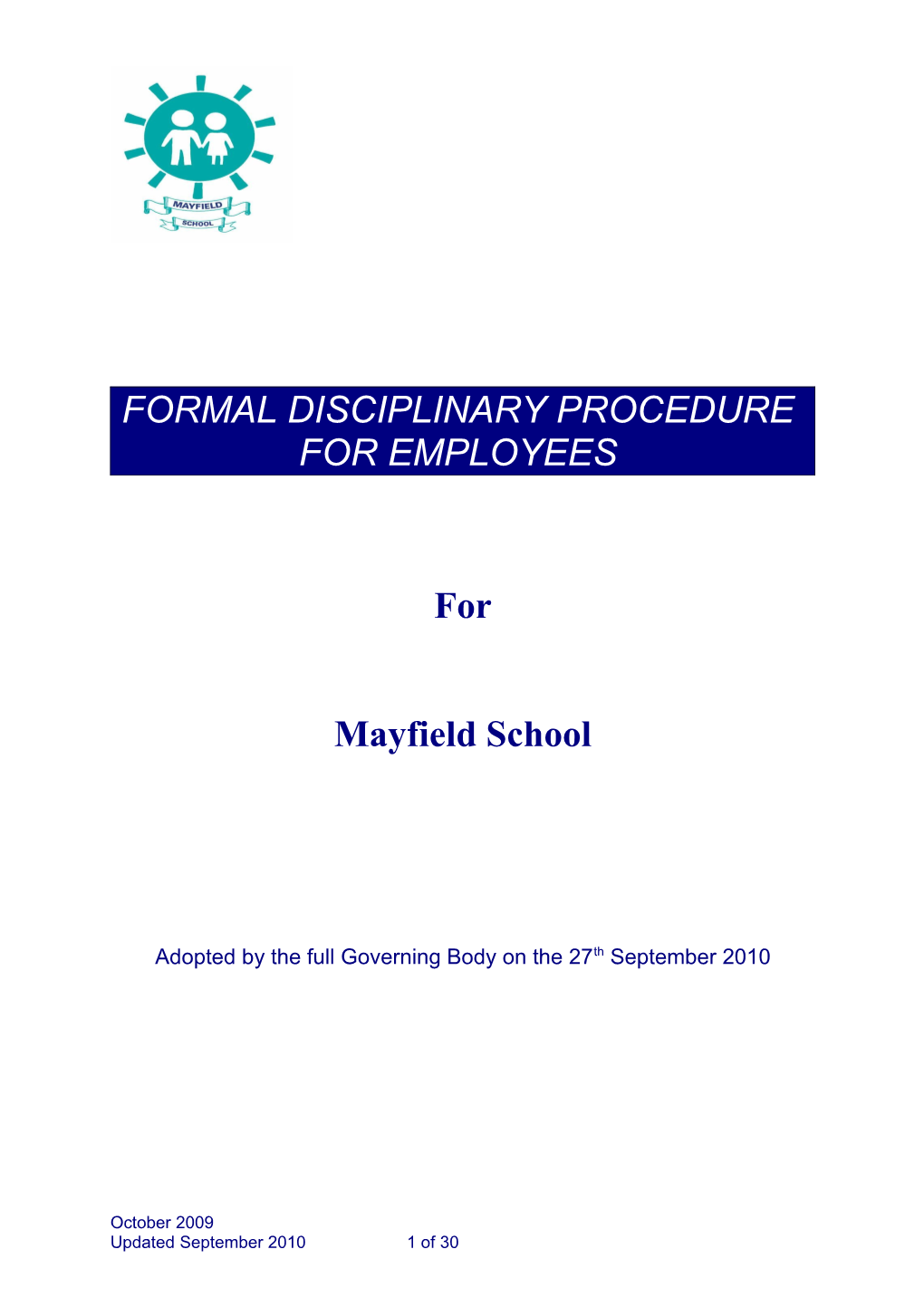 6 Formal Disciplinary and Grievance Procedures