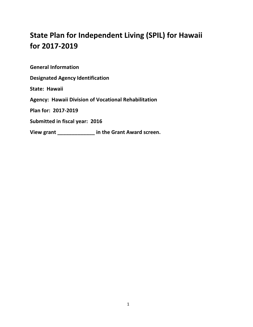 State Plan for Independent Living (SPIL) for Hawaii