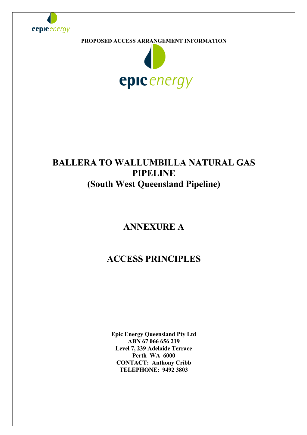 Ballera to Wallumbilla Natural Gas Pipeline