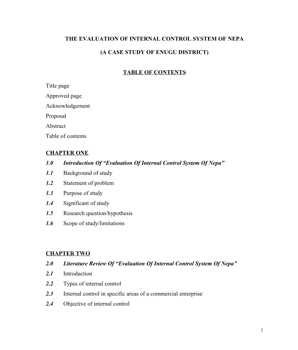 The Evaluation of Internal Control System of Nepa