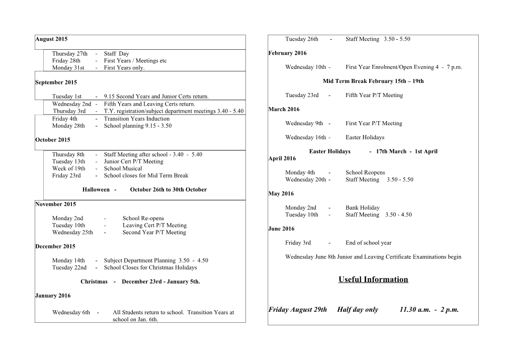 Friday 28Th -First Years / Meetings Etc