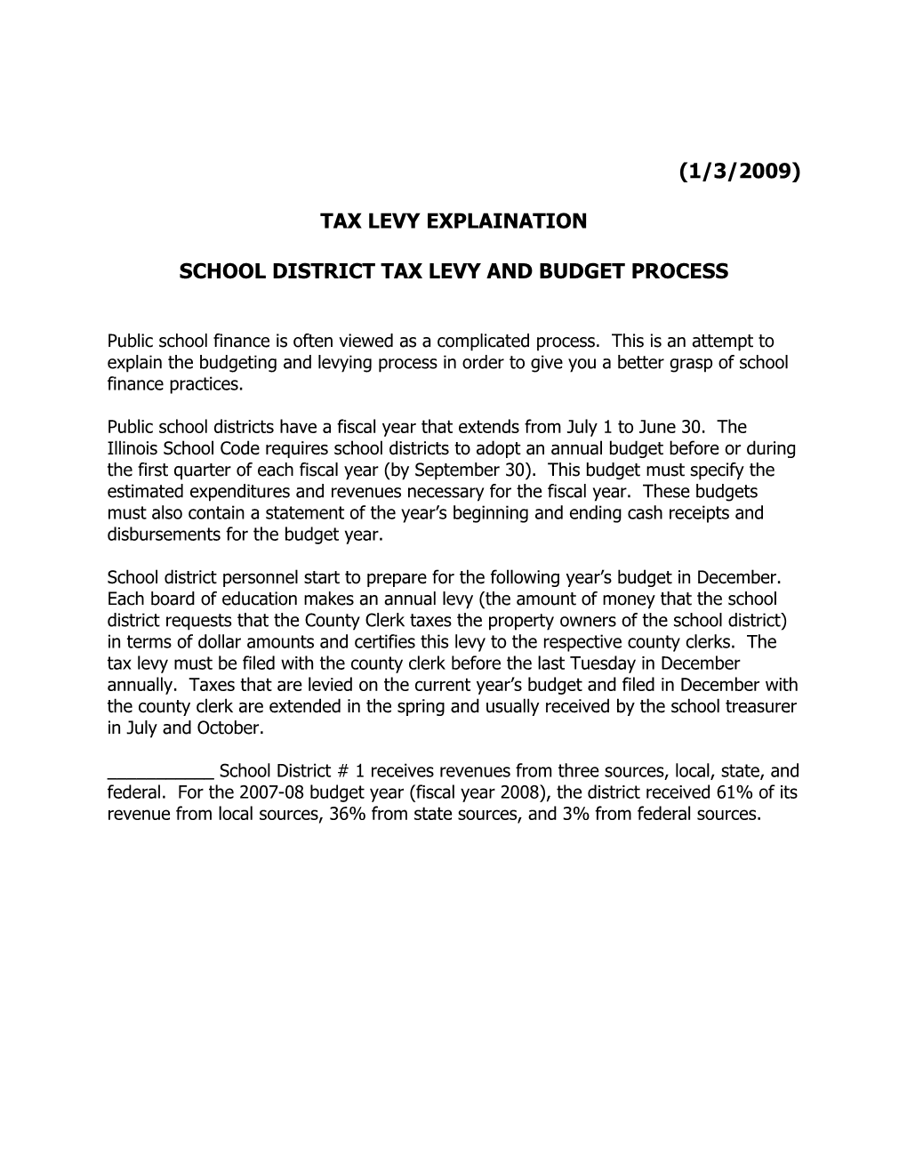 School District Tax Levy