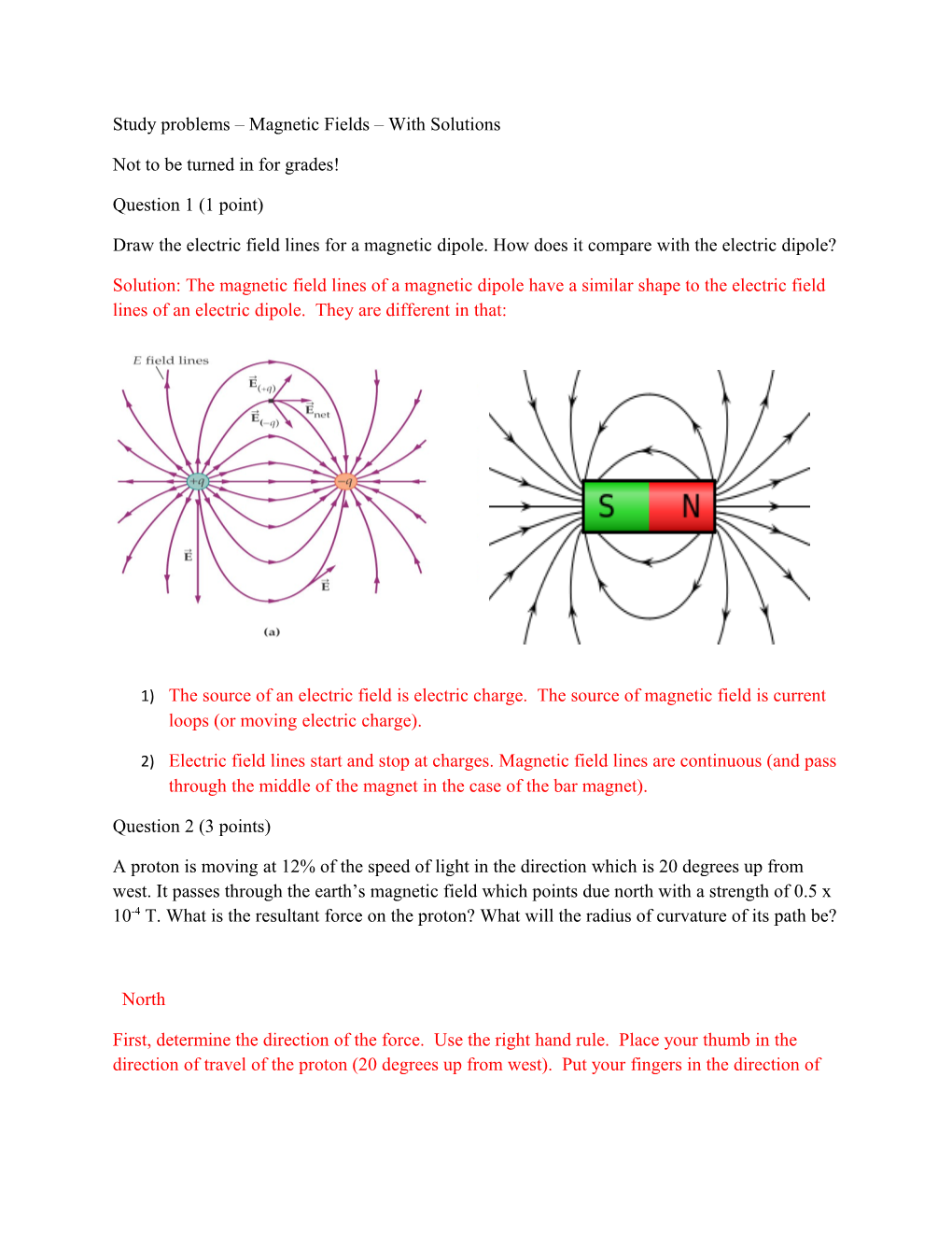 Study Problems Magnetic Fields with Solutions
