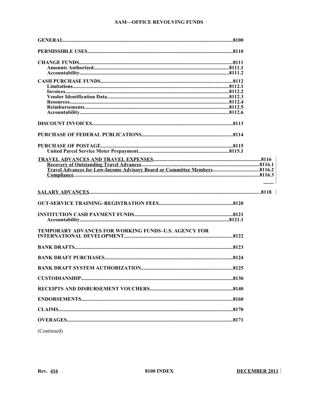 Sam Office Revolving Funds