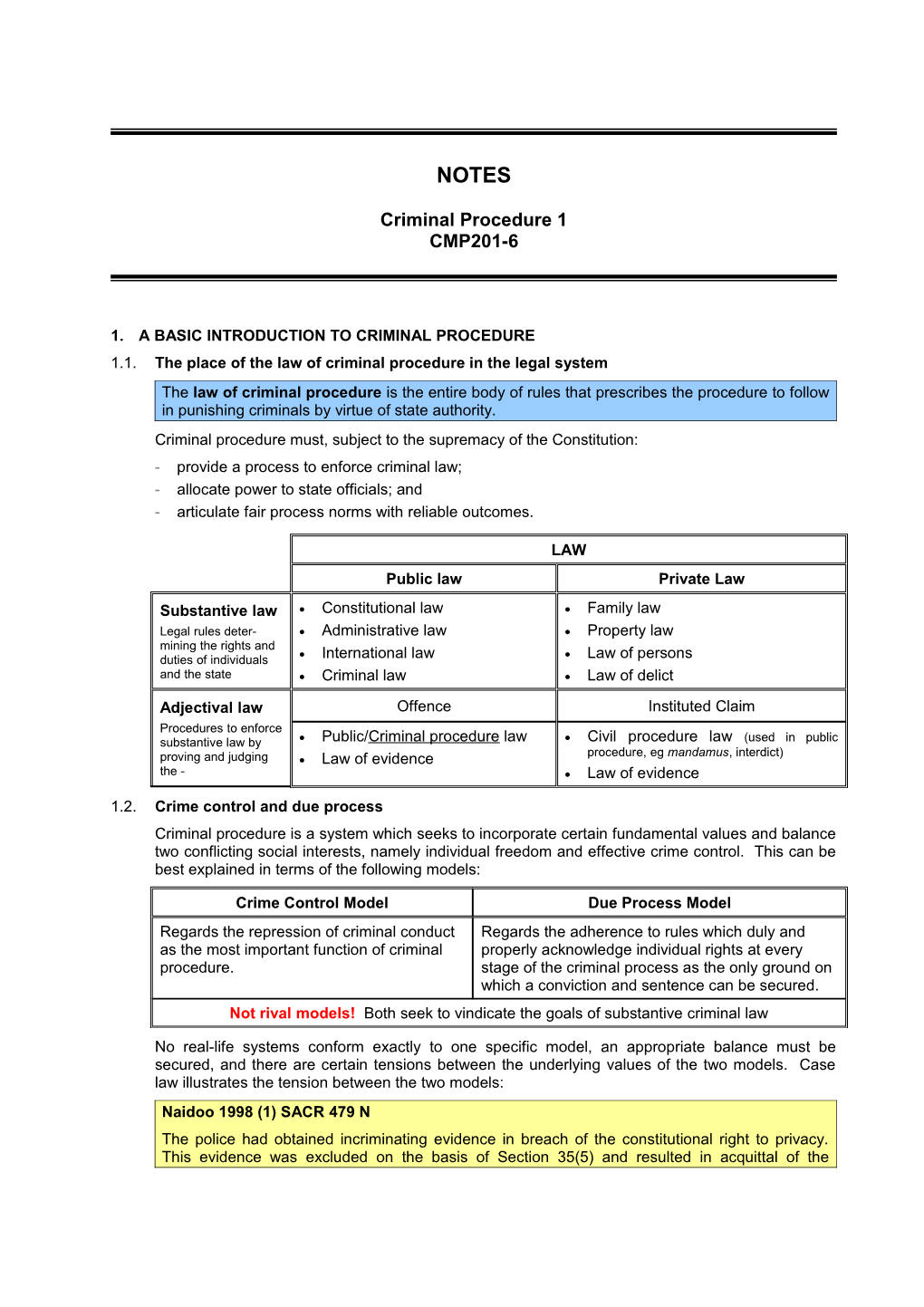 Criminal Procedure 1