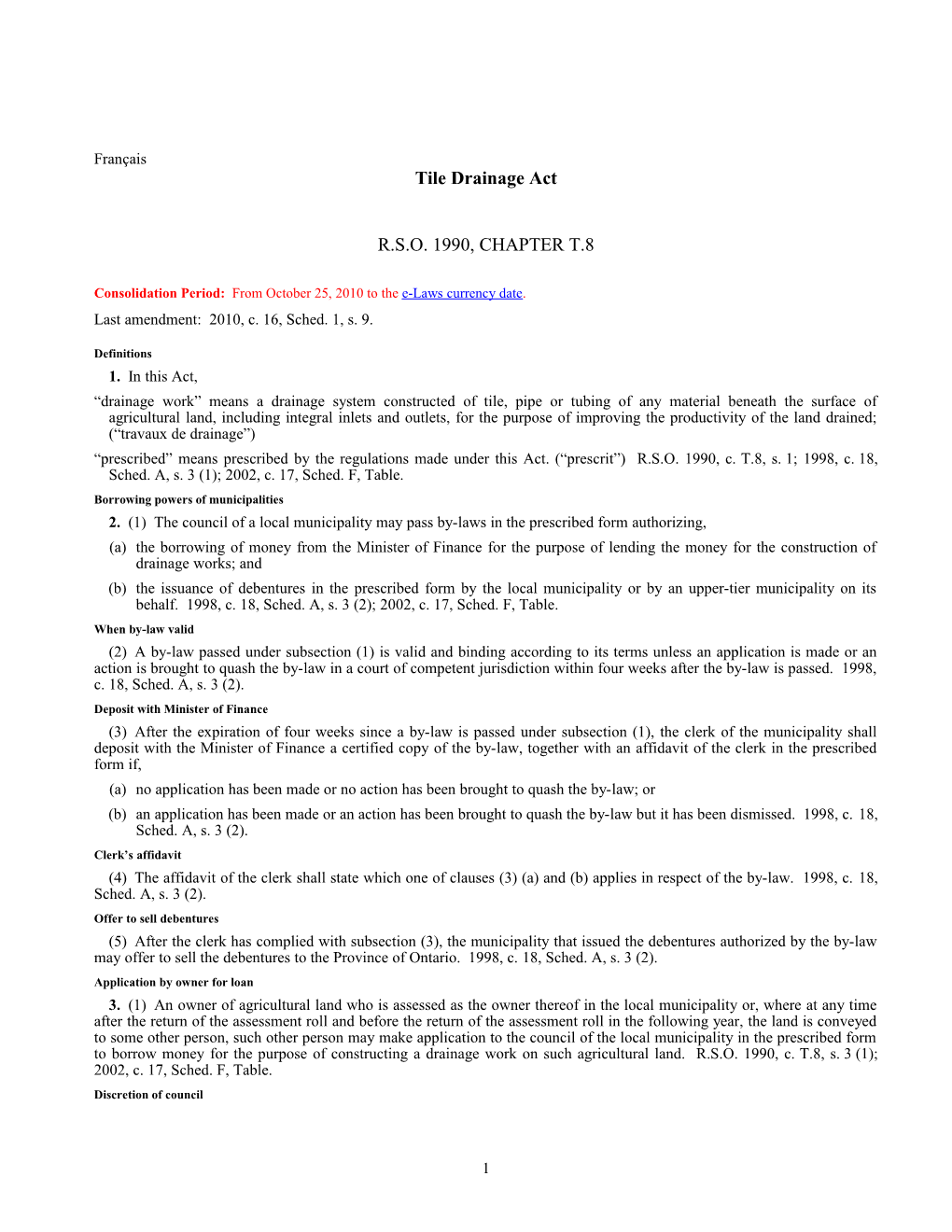 Tile Drainage Act, R.S.O. 1990, C. T.8