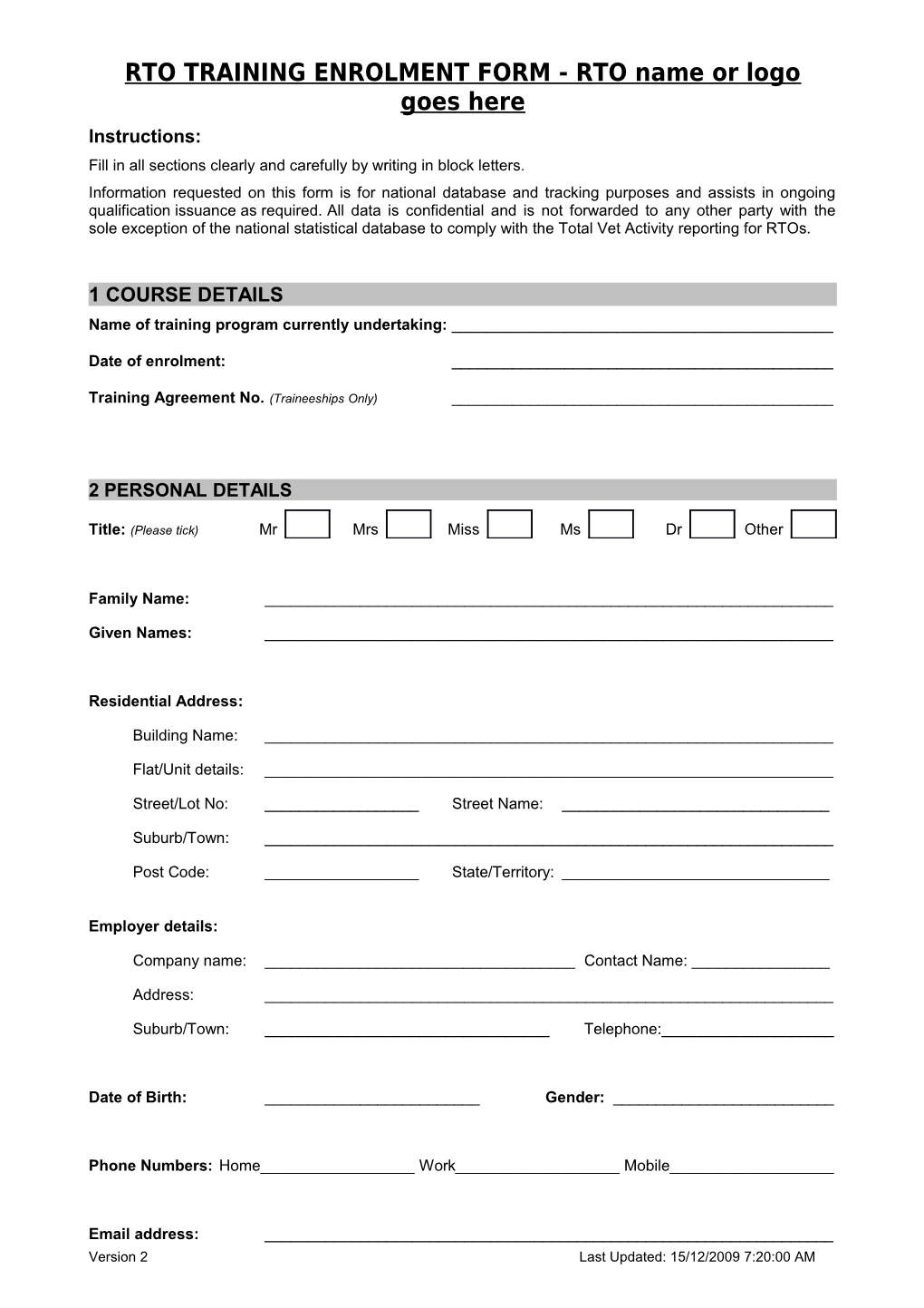 Private RTO Enrolment Form (Word) s1