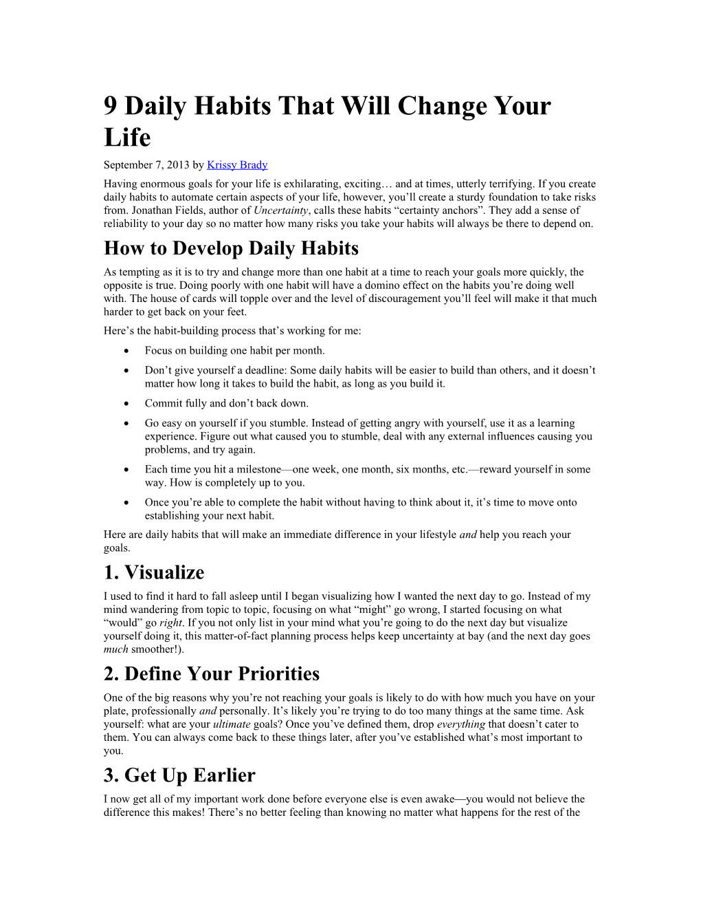 9 Daily Habits That Will Change Your Life