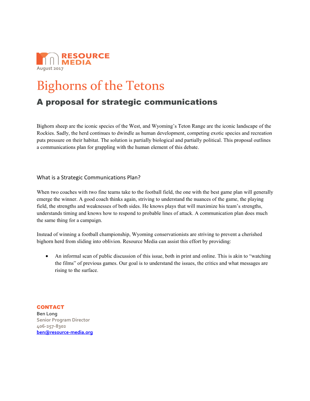 A Proposal for Strategic Communications