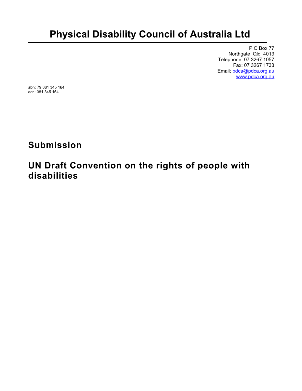 Physical Disability Council of Australia Ltd