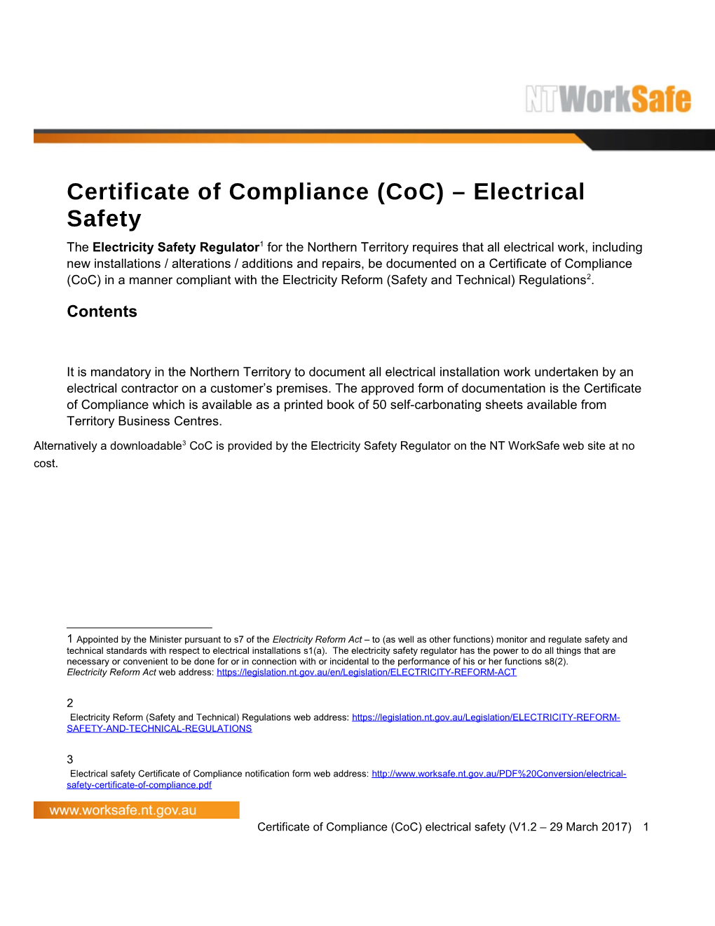 Certificate of Compliance (Coc) Electrical Safety - Docest