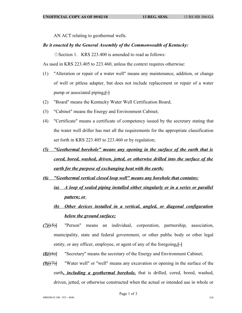 AN ACT Relating to Geothermal Wells