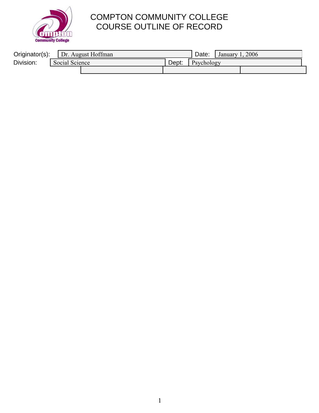 Course Outline Form