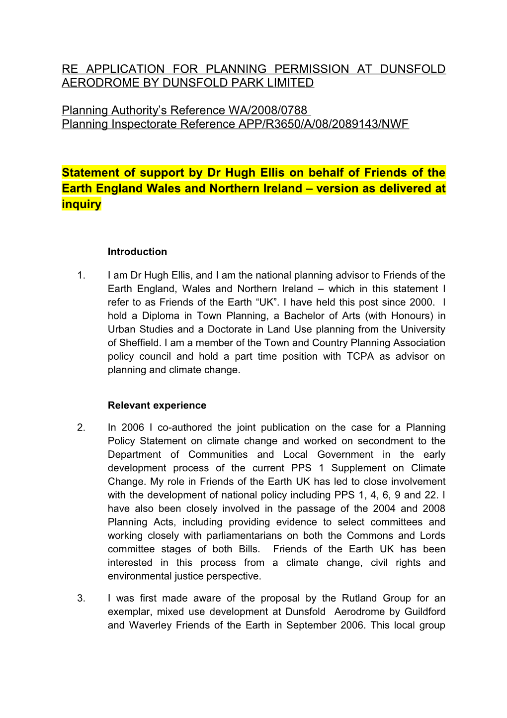 Planning Authority S Reference WA/2008/0788