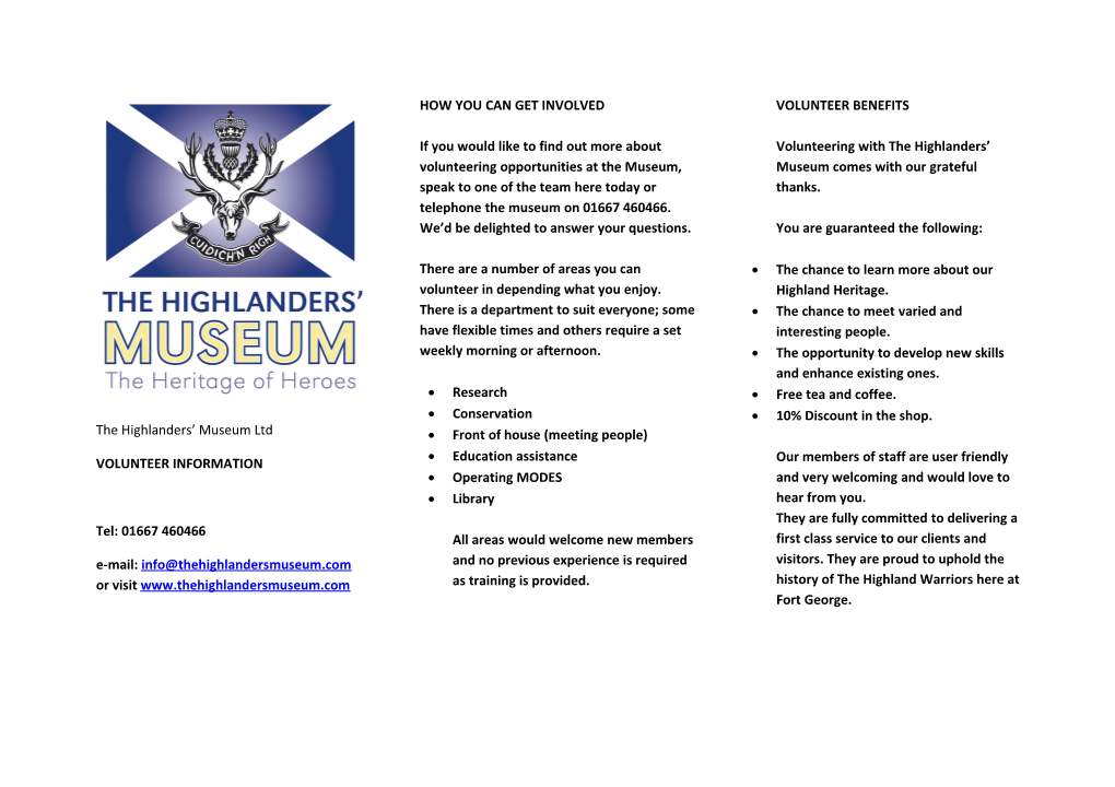 The Highlanders Museum Ltd