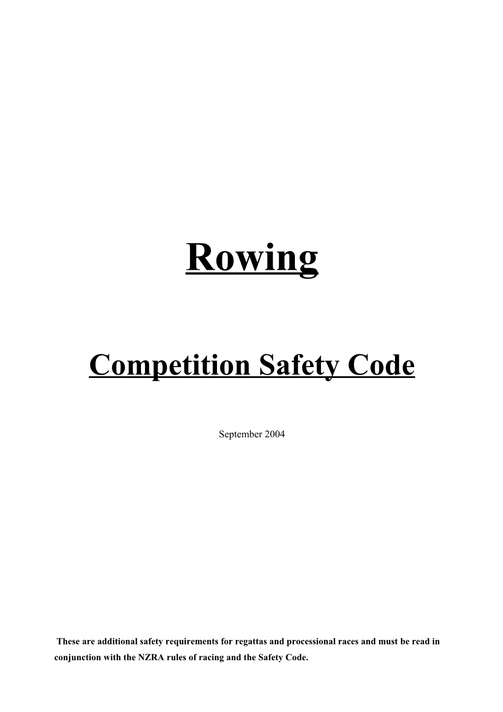 Competition Safety Code