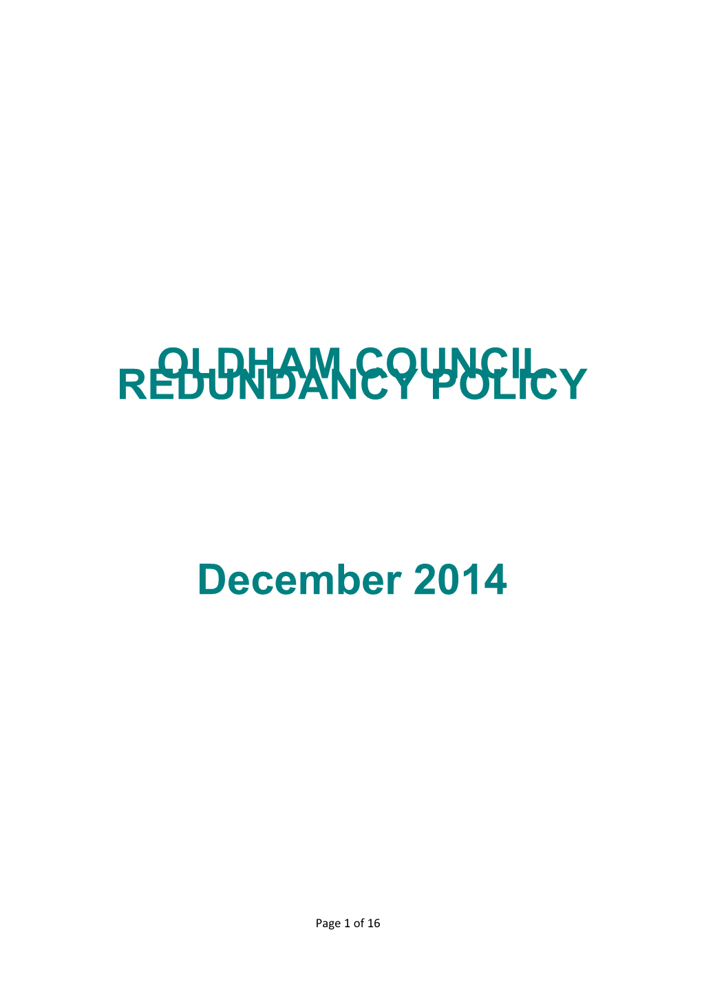 Redundancy Policy Introduction