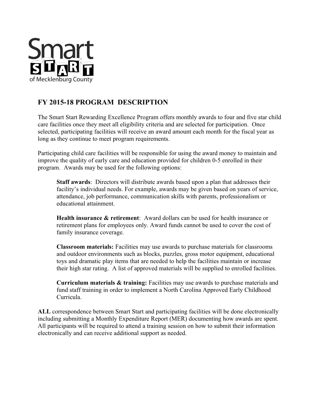 Fy 2015-18 Program Description