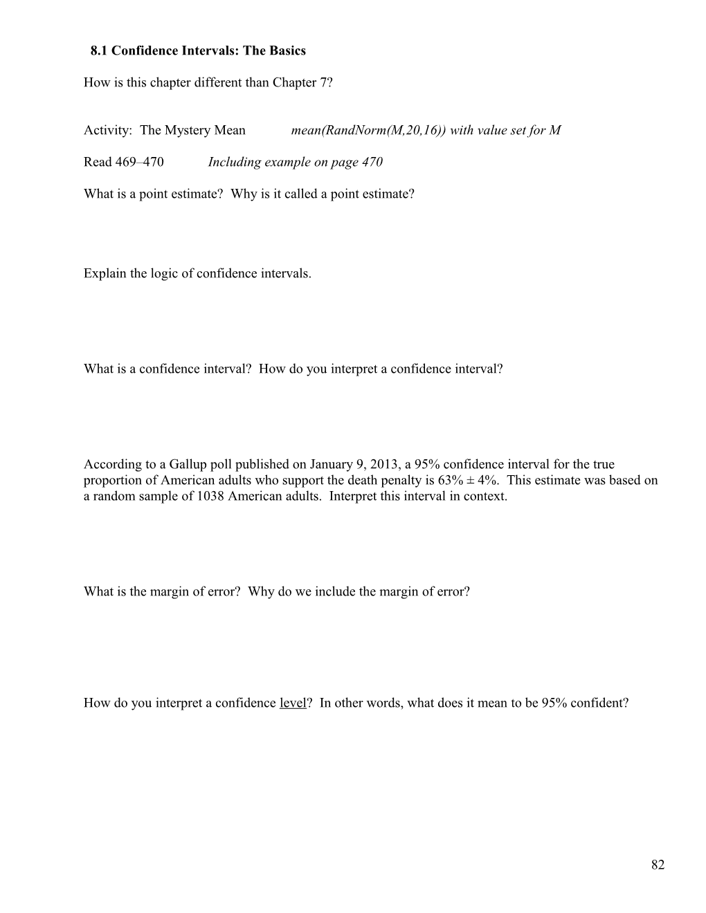 8.1 Confidence Intervals: the Basics