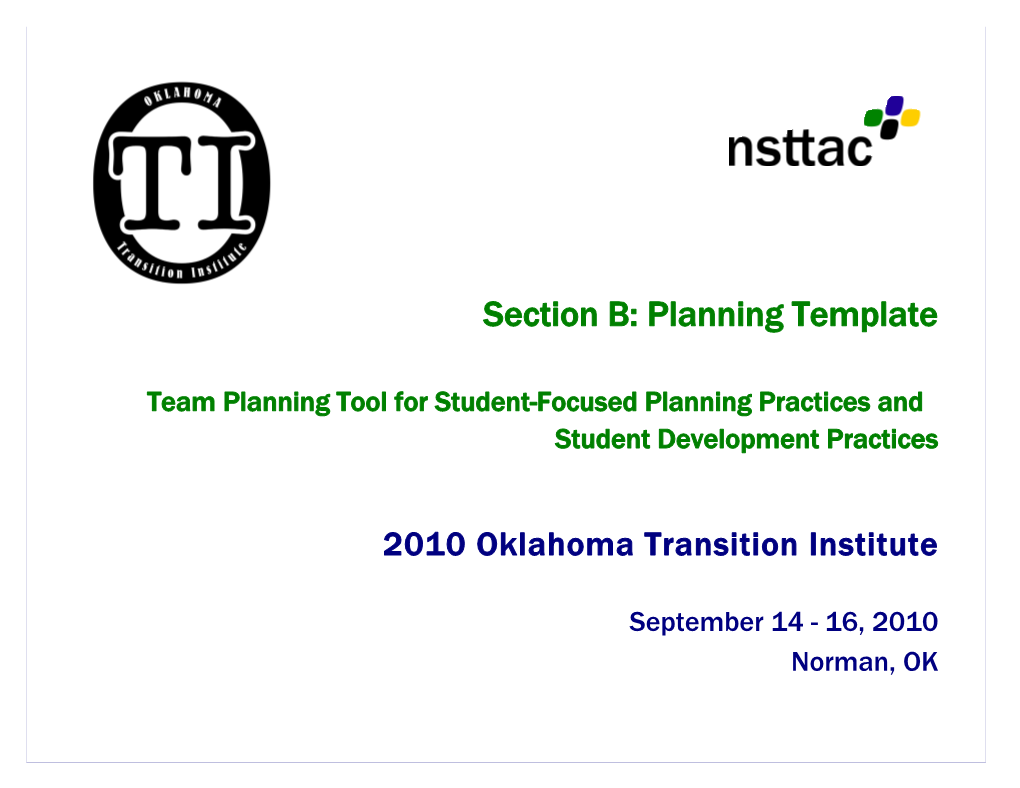 Section B: Planning Template