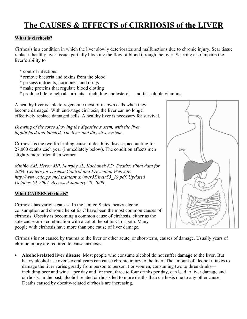 The CAUSES & EFFECTS of CIRRHOSIS of the LIVER