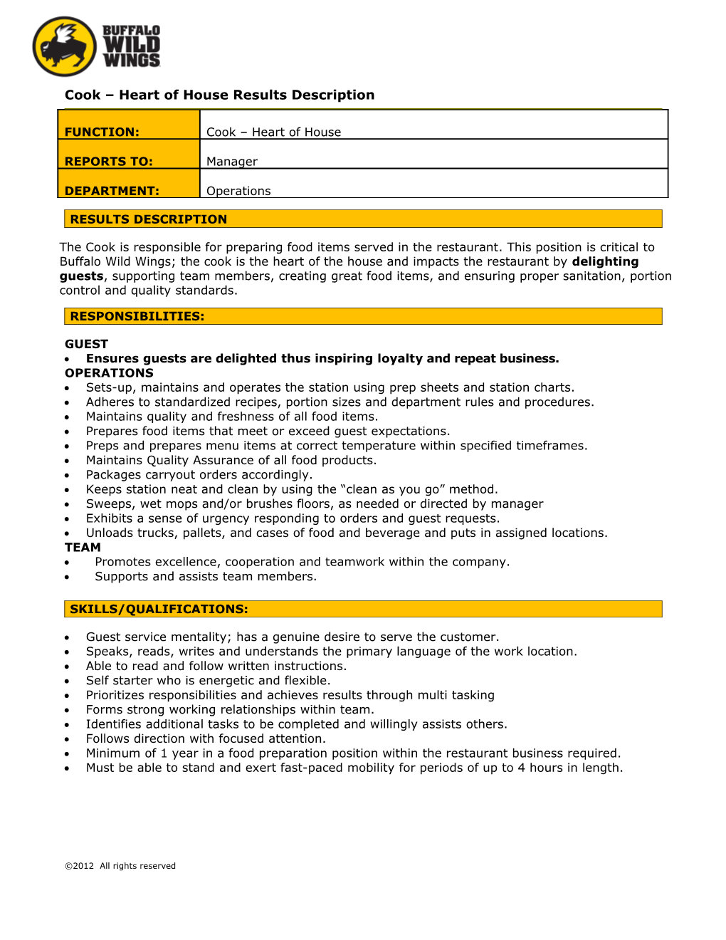 Cook Heart of House Results Description