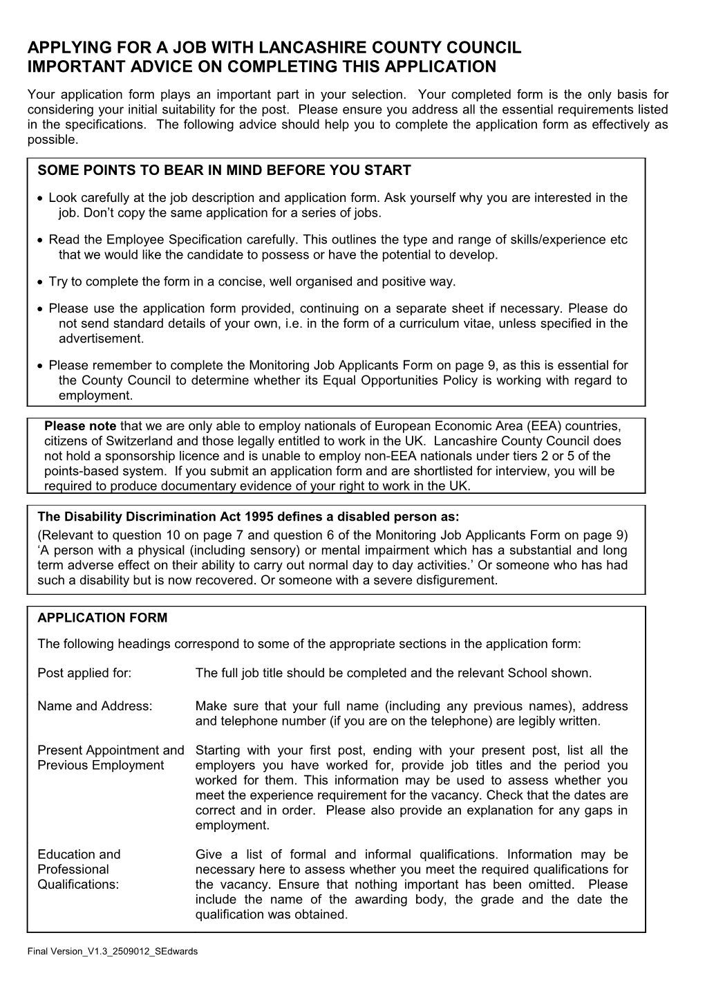 Applying for a Job with Lancashire County Council