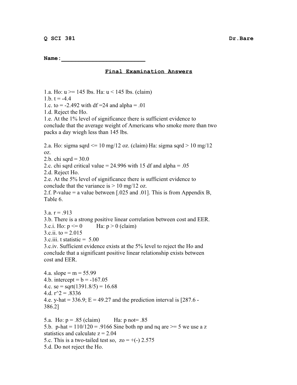 Final Examination Answers