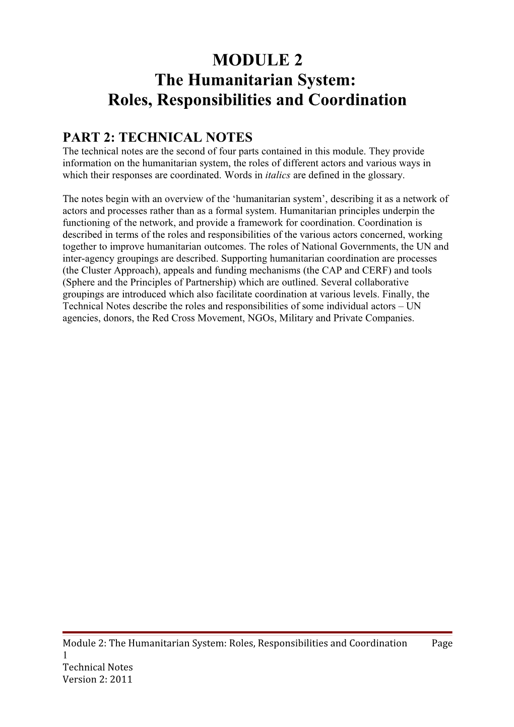 MODULE 2: Agency Mandates & Coordination Mechanisms