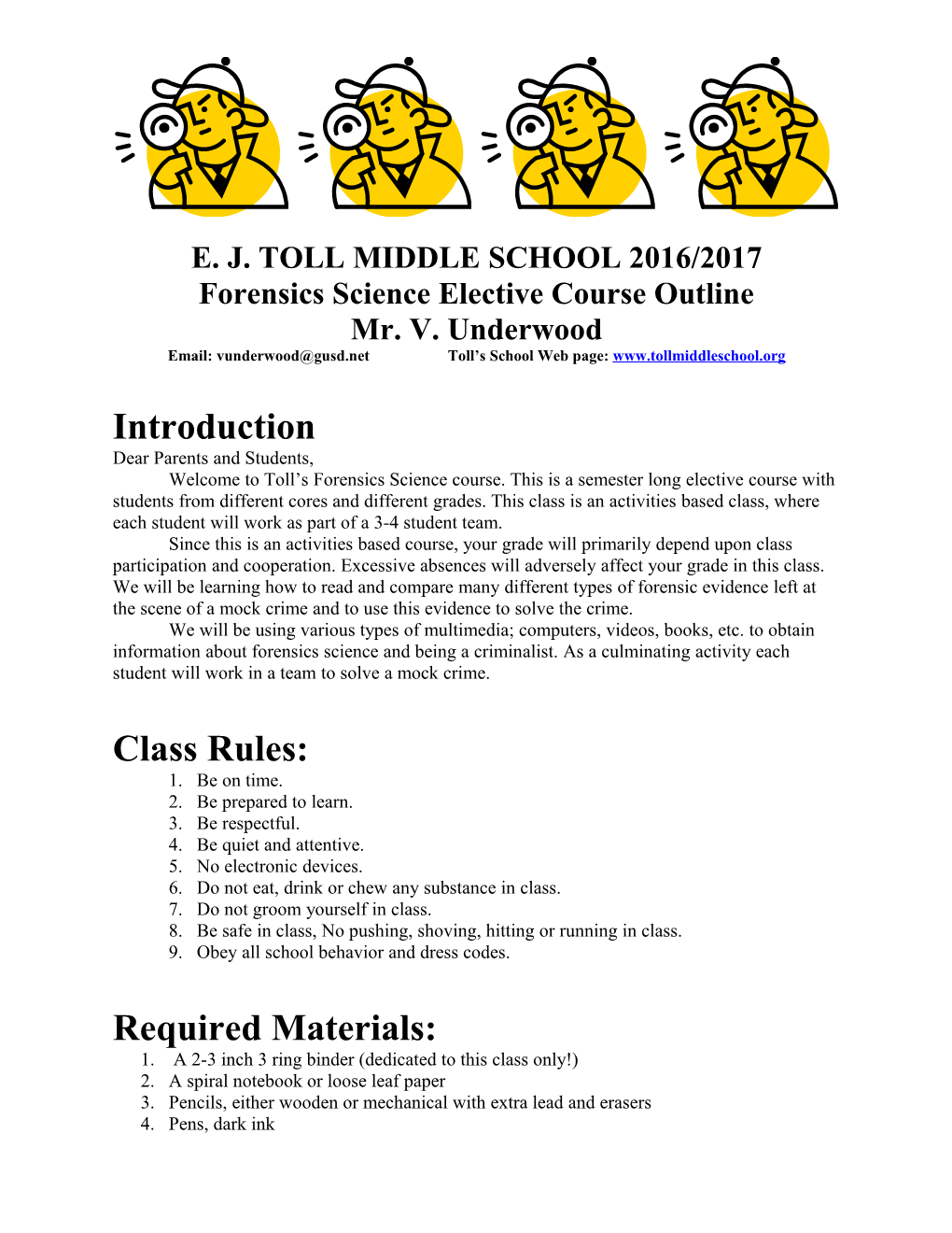 Forensics Science Elective Course Outline