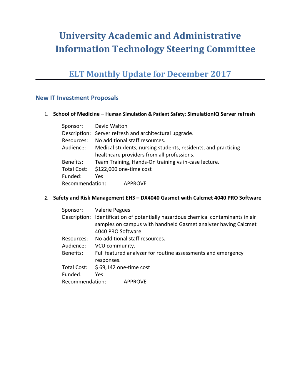 University Academic and Administrative Information Technology Steering Committee