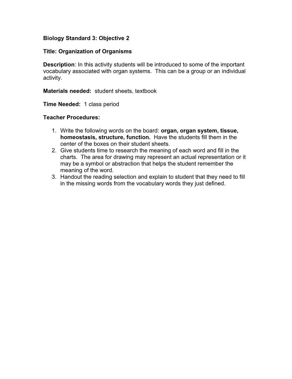 Biology Standard 3: Objective 2