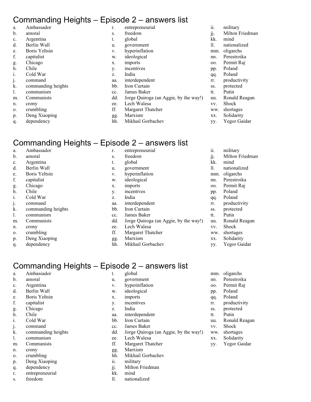 Commanding Heights Episode 2 Answers List