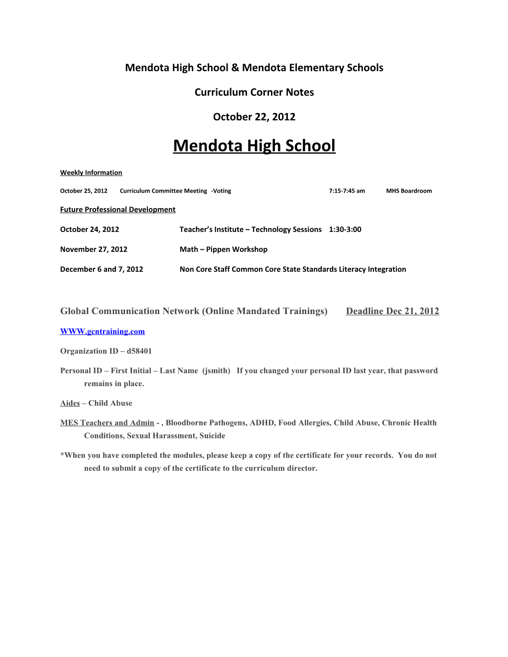 Mendota High School & Mendota Elementary Schools