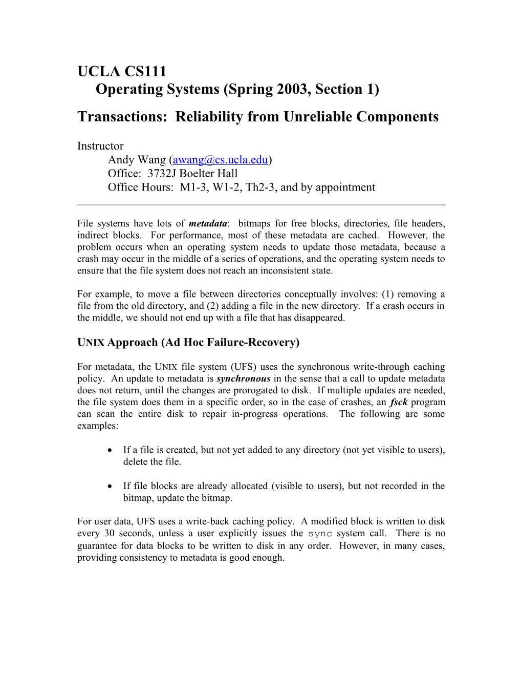 CS111 Operating System Principles s2