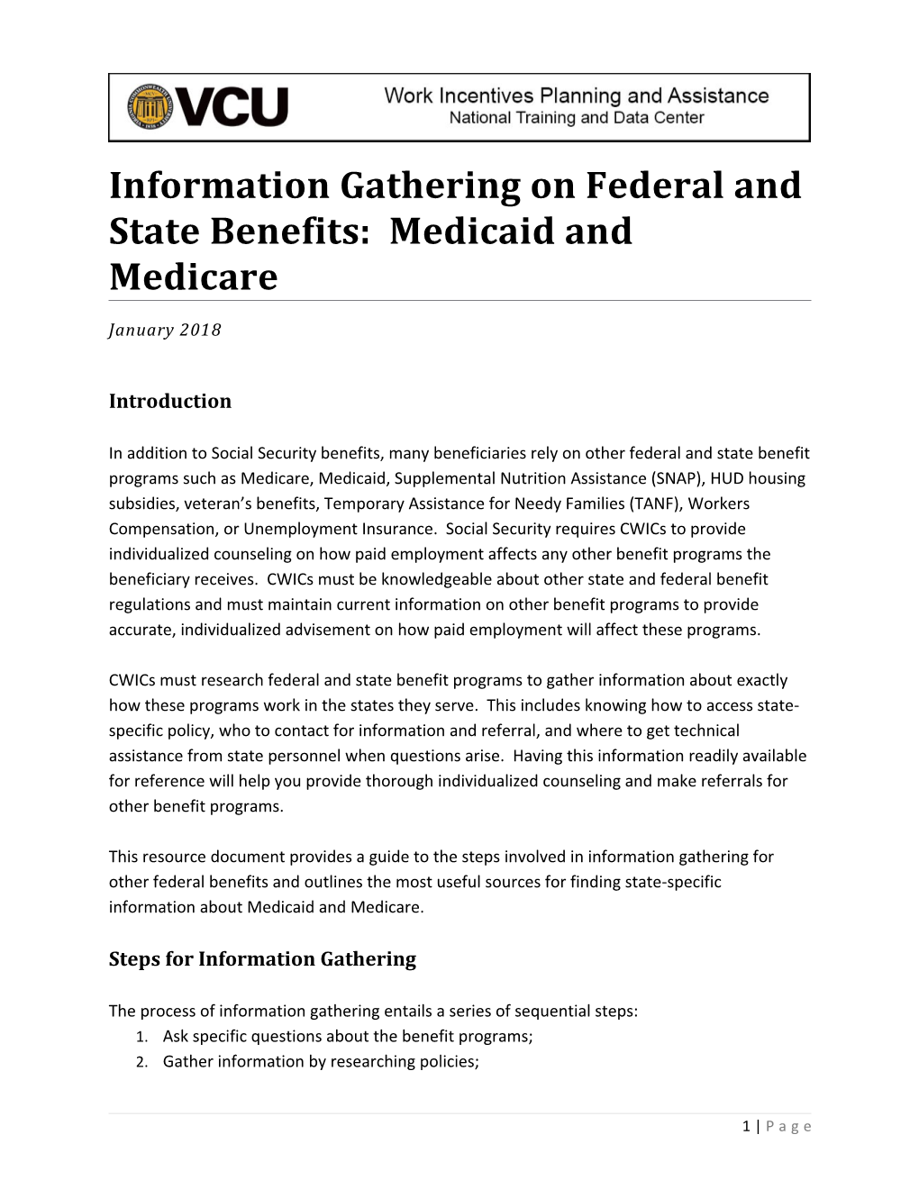 Information Gathering Tools - Medicaid & Medicare