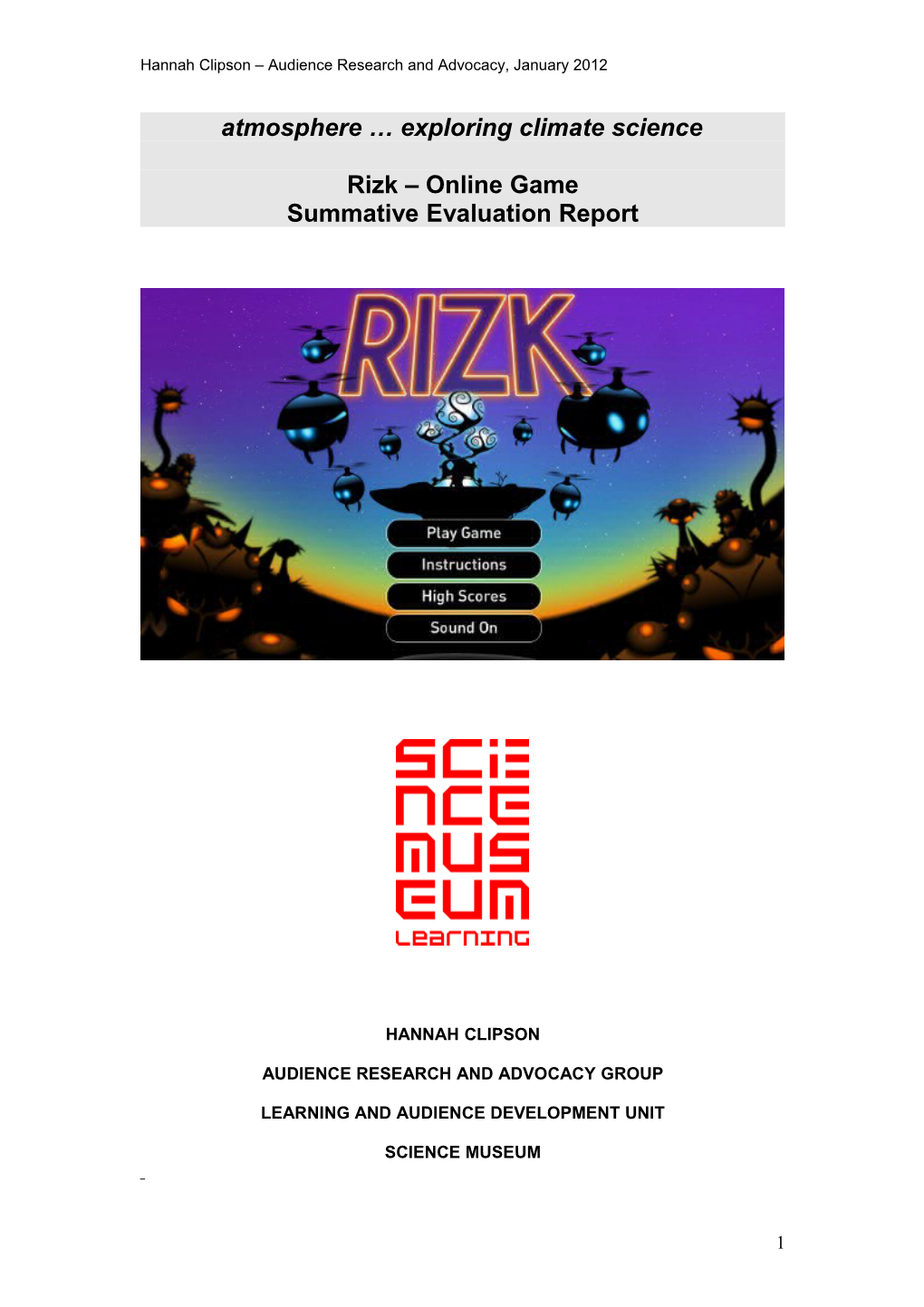 Climate Science Web Game Prototype 3: Rizk