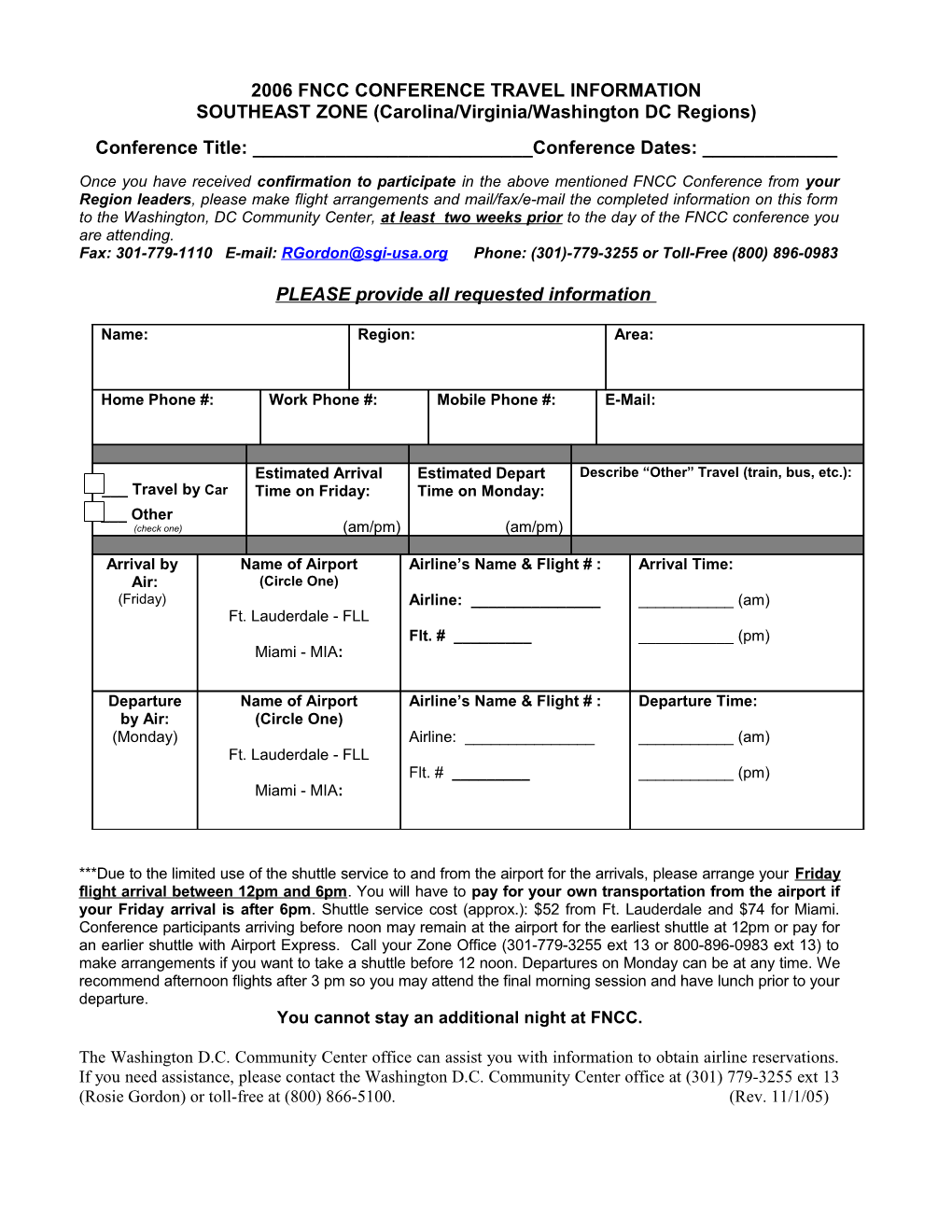 Fncc Conference Travel Information