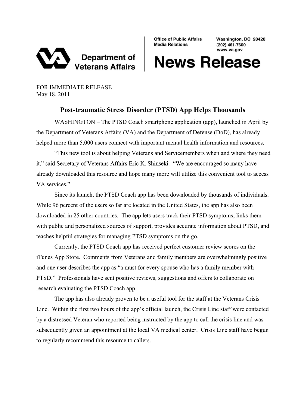 PTSD Mobile App Successes Newsrelease Vhav1ka.110504