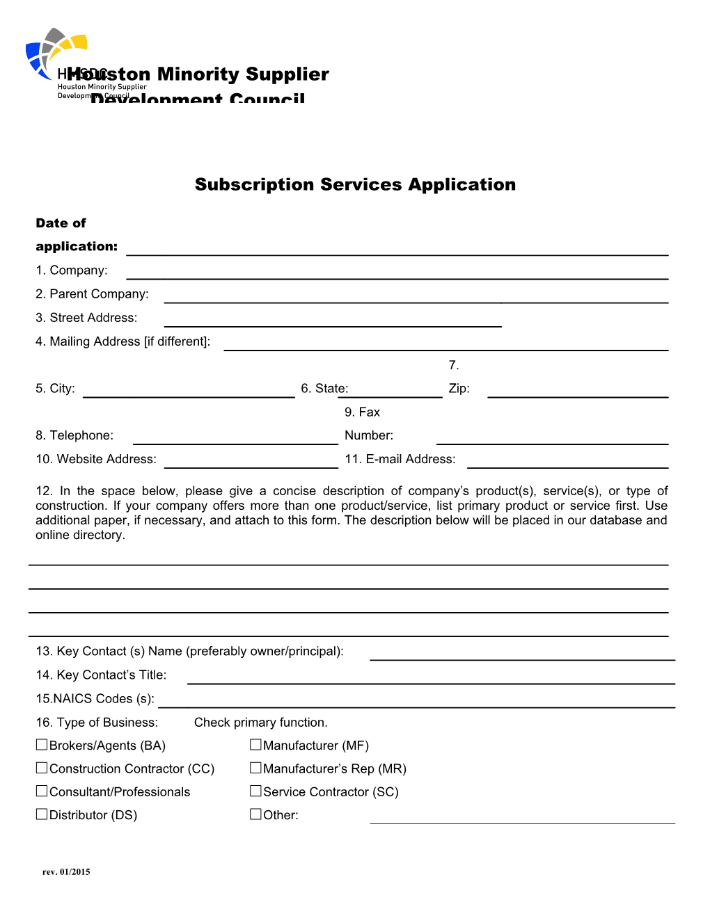 MBE Subscription Services Application Page 2