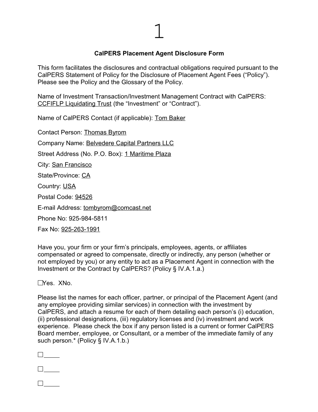 Calpers Placement Agent Disclosure Form s1