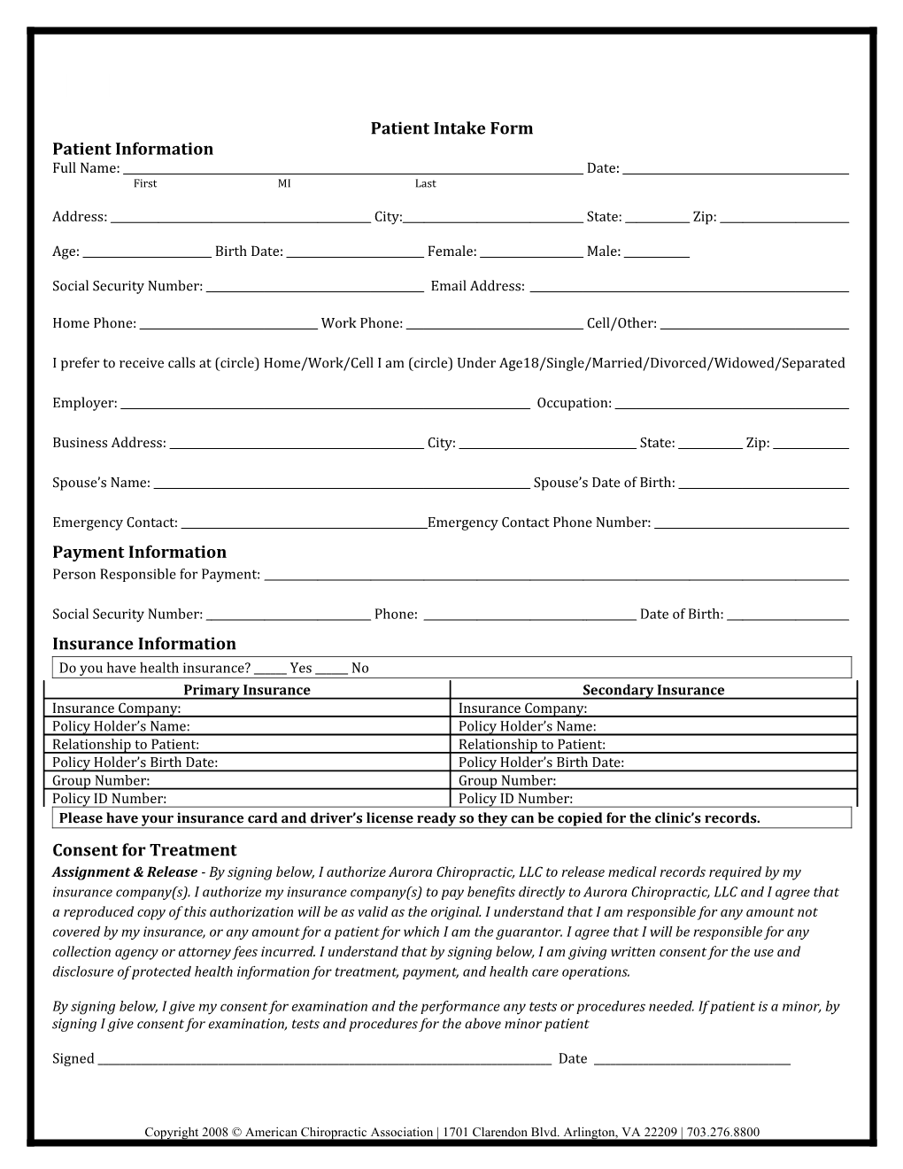 Patient Intake Form