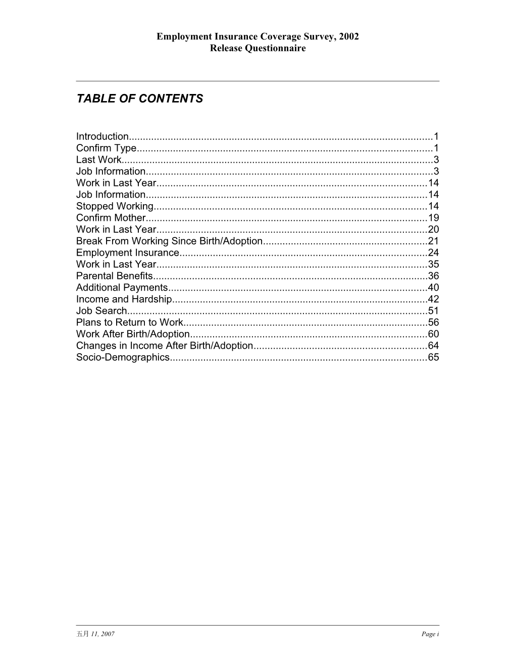 Employment Insurance Coverage Survey, 2002