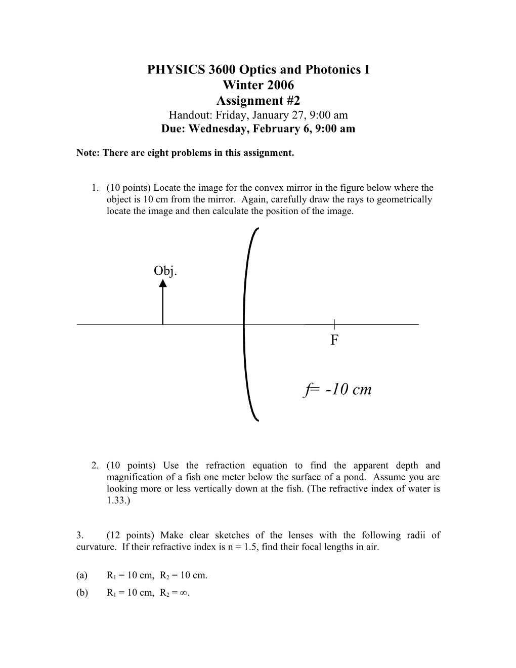 PHYSICS 3600 Optics and Photonics I