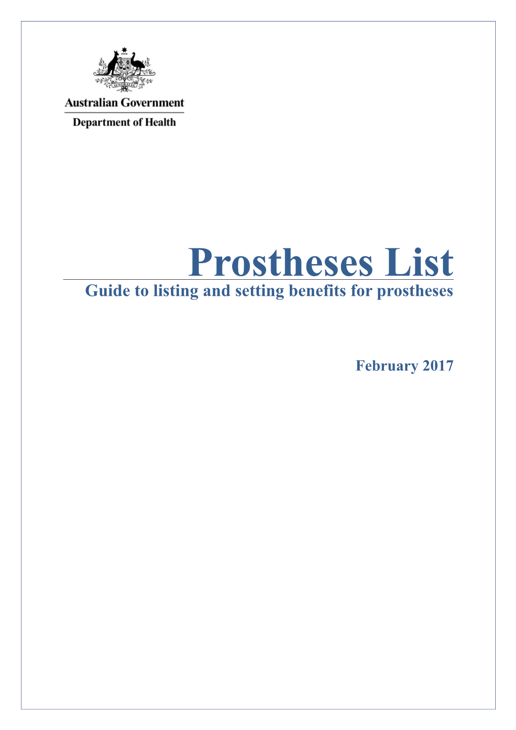 Prostheses List - Guide to Listing