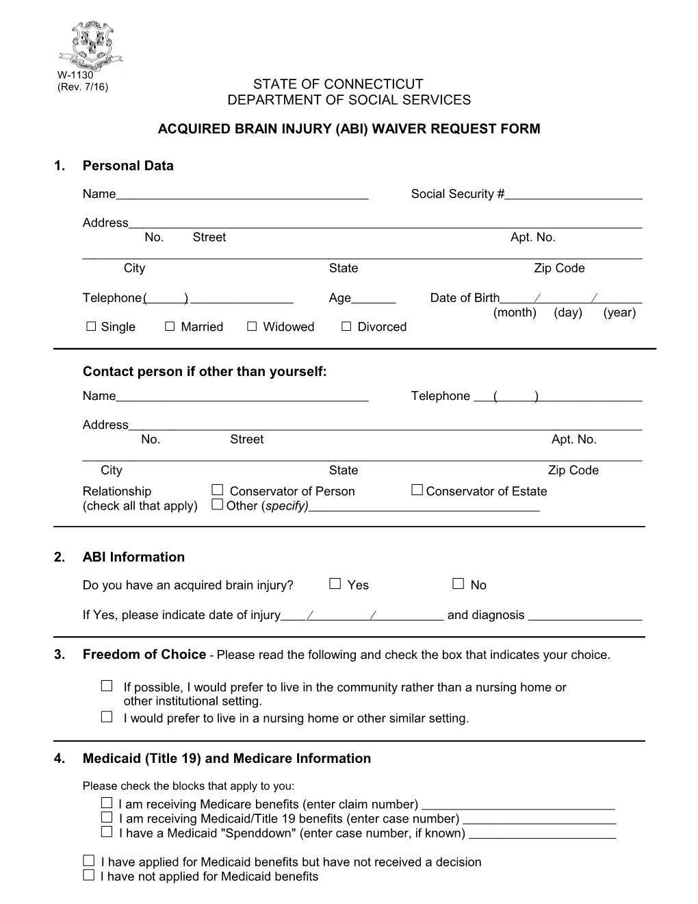 Acquired Brain Injury (Abi) Waiver Request Form