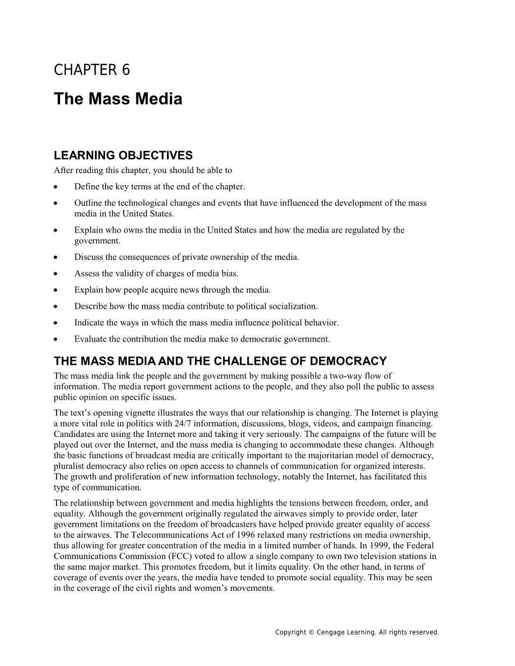 Chapter 6: the Mass Media 63