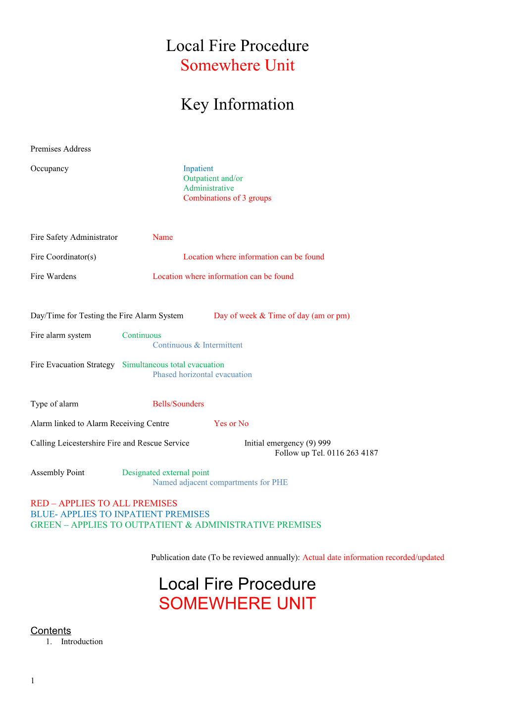 Local Fire Procedure