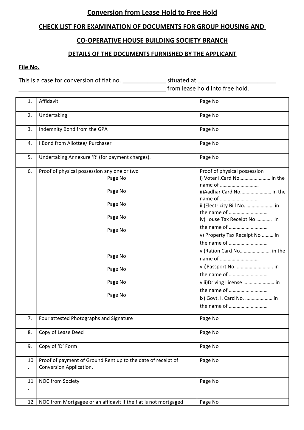 Conversion from Lease Hold to Free Hold